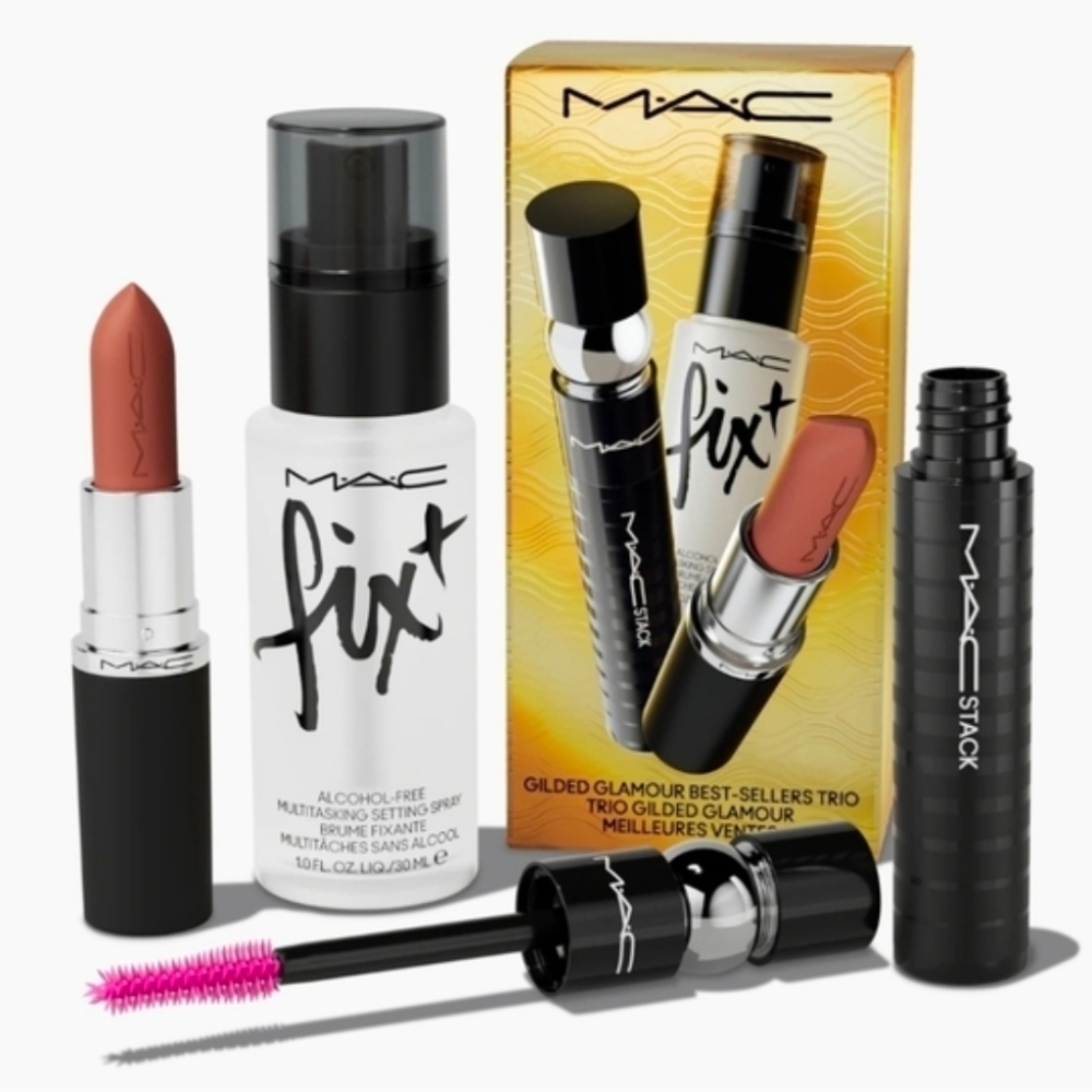 MAC Cosmetics Gilded Glamour Makeup Bestsellers Gift 3 piece Set